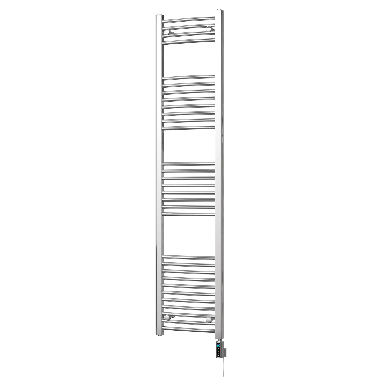 Zennor - Chrome Electric Towel Rail H1800mm x W400mm Curved 300w Thermostatic WIFI