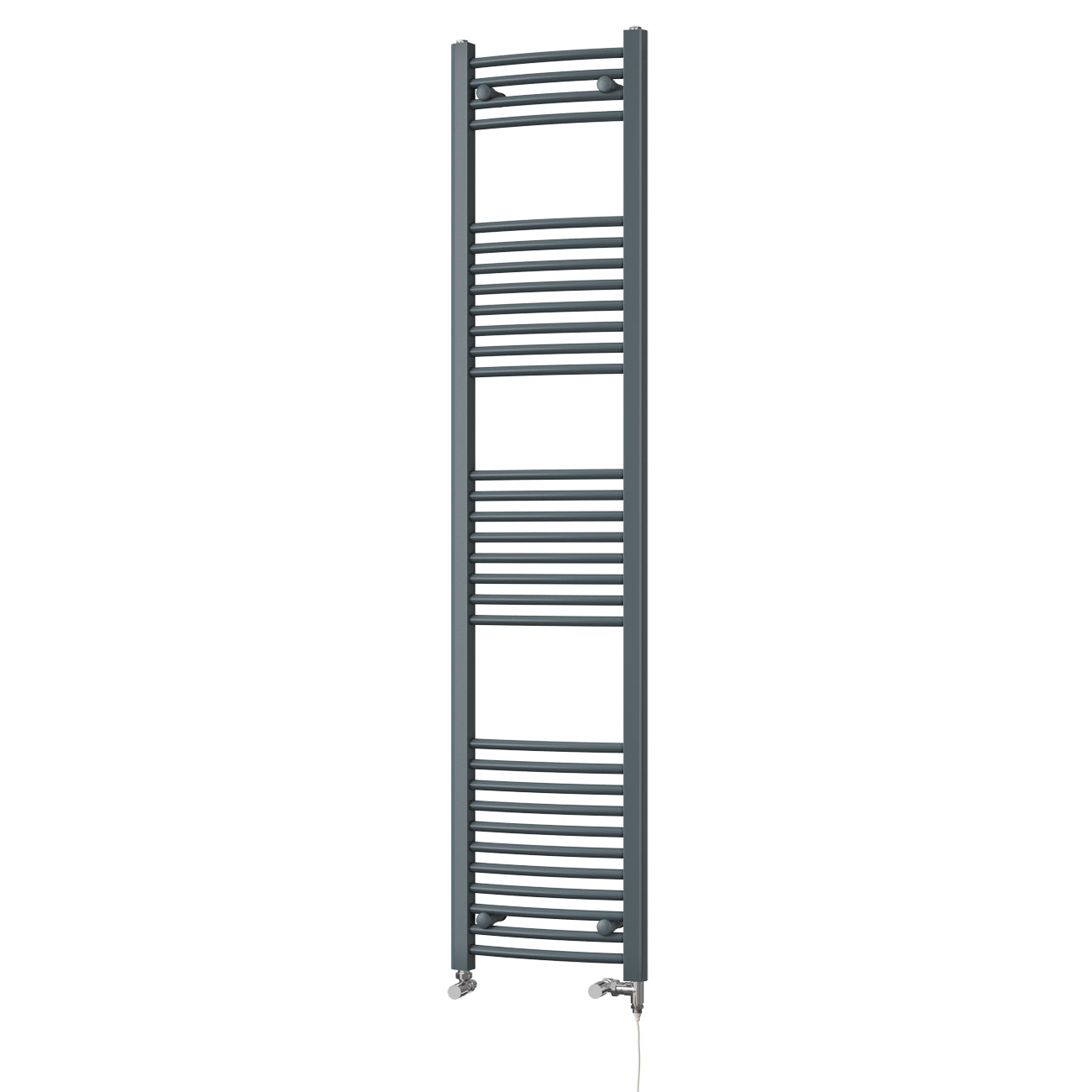Zennor - Anthracite Dual Fuel Towel Rail H1800mm x W400mm Standard - Curved