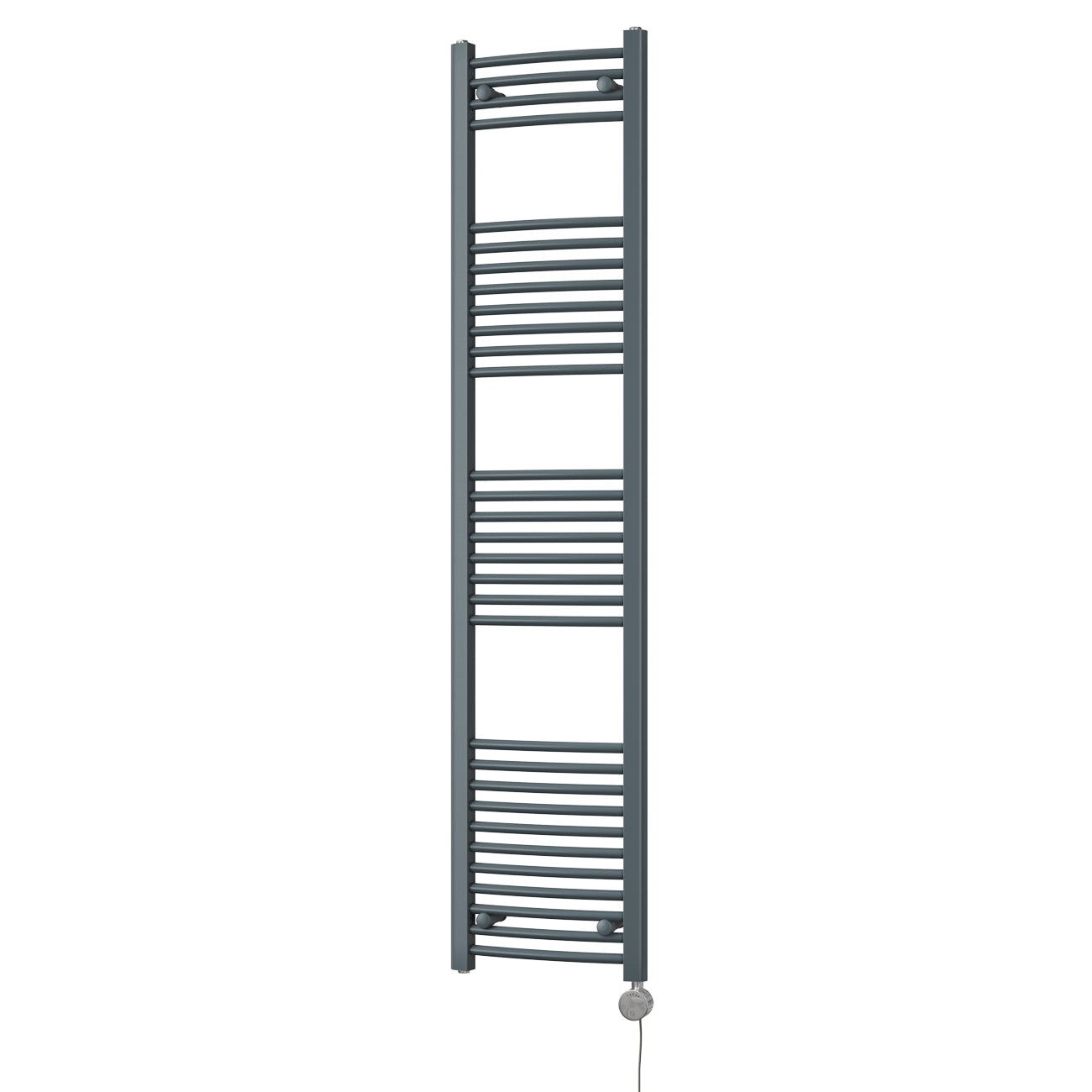 Zennor - Anthracite Electric Towel Rail H1800mm x W400mm Curved 600w Thermostatic