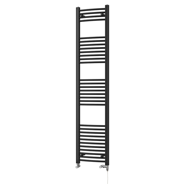 Zennor - Black Dual Fuel Towel Rail H1800mm x W400mm Standard - Curved