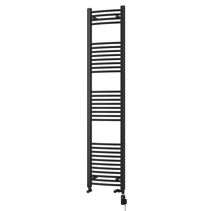 Zennor - Black Dual Fuel Towel Rail H1800mm x W400mm Thermostatic WIFI - Curved