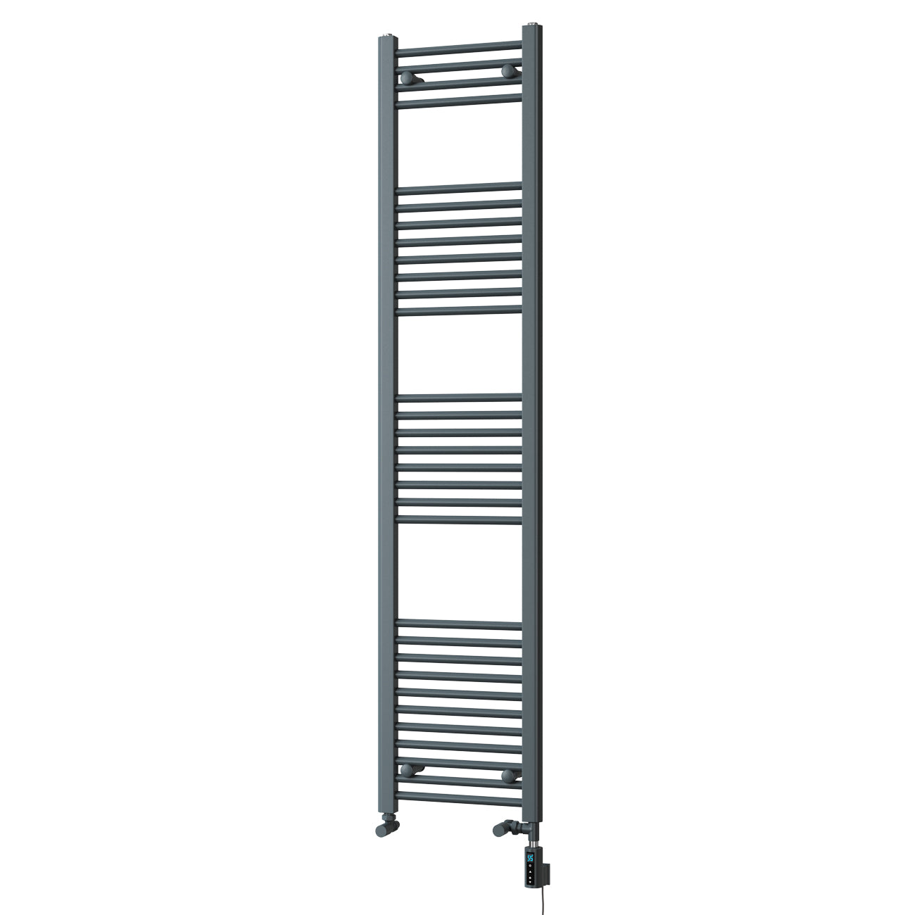 Zennor - Anthracite Dual Fuel Towel Rail H1800mm x W400mm Thermostatic WIFI - Straight