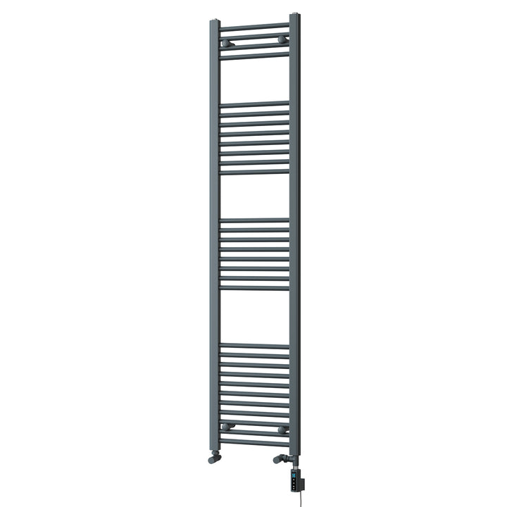 Zennor - Anthracite Dual Fuel Towel Rail H1800mm x W400mm Thermostatic WIFI - Straight