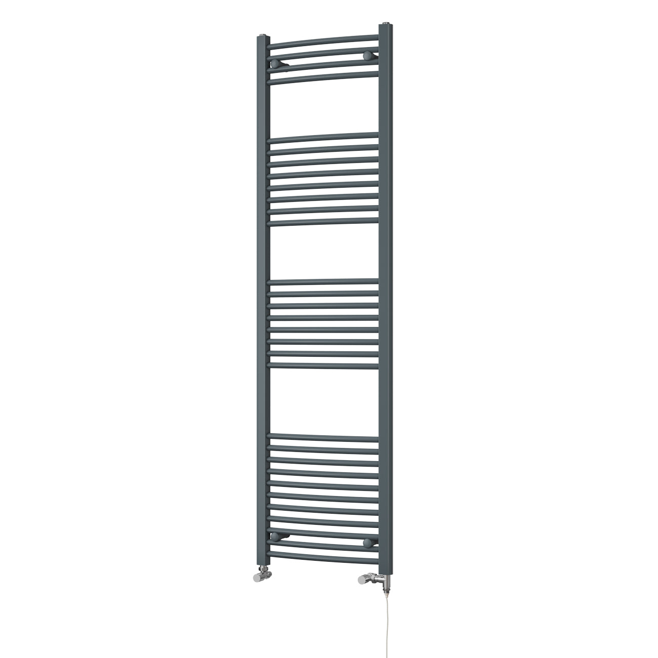 Zennor - Anthracite Dual Fuel Towel Rail H1800mm x W500mm Standard - Curved