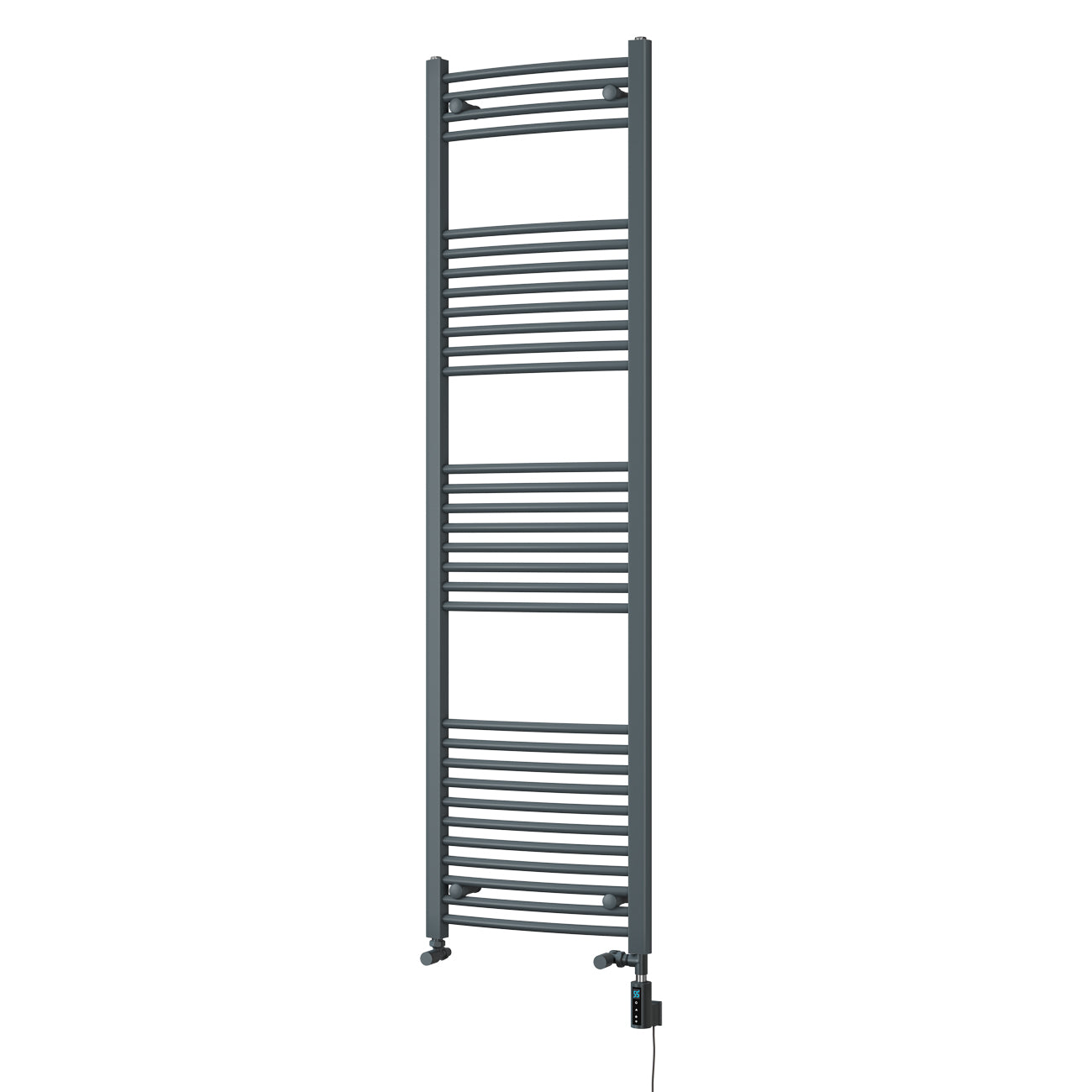 Zennor - Anthracite Dual Fuel Towel Rail H1800mm x W500mm Thermostatic WIFI - Curved
