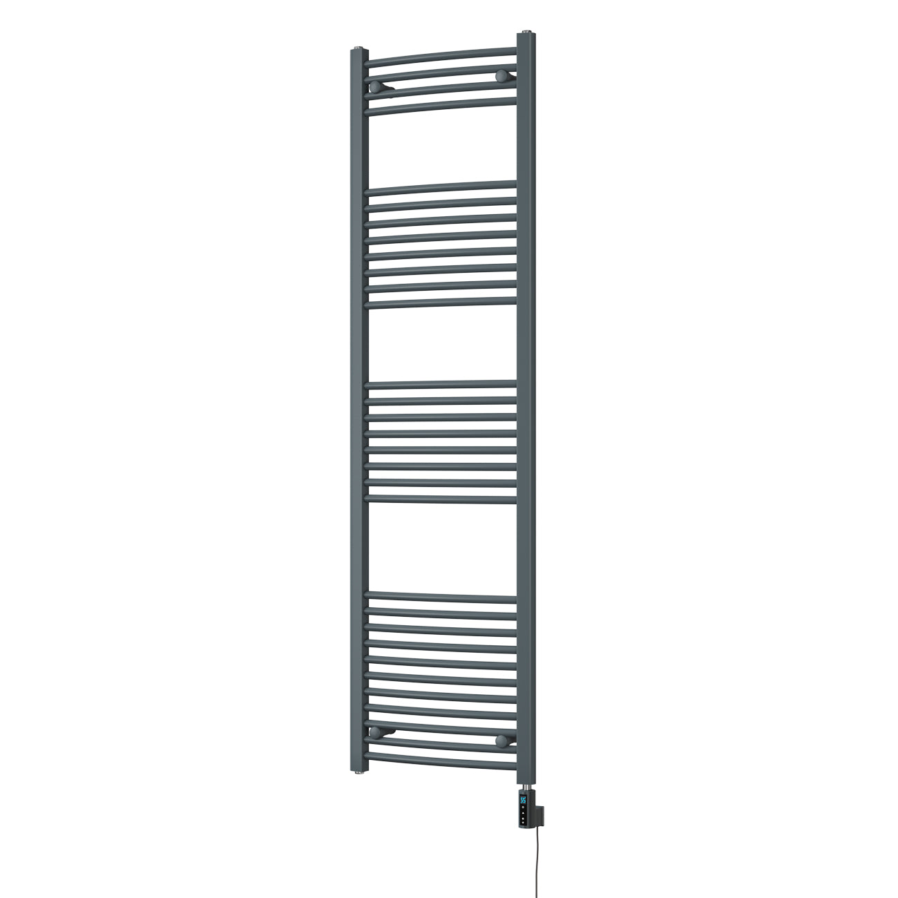 Zennor - Anthracite Electric Towel Rail H1800mm x W500mm Curved 600w Thermostatic WIFI