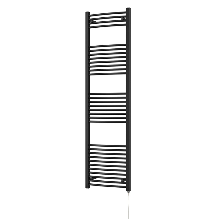 Zennor - Black Electric Towel Rail H1800mm x W500mm Curved 700w Standard