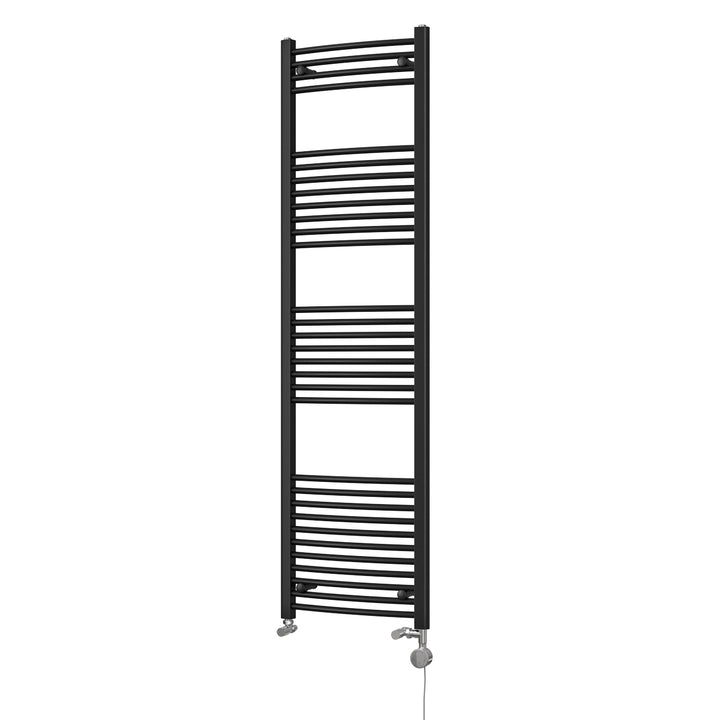 Zennor - Black Dual Fuel Towel Rail H1800mm x W500mm Thermostatic - Curved