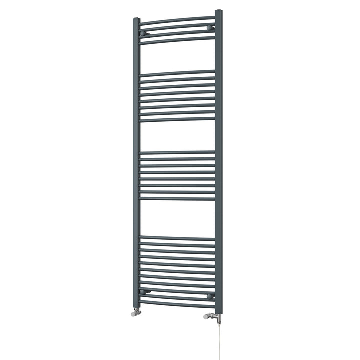 Zennor - Anthracite Dual Fuel Towel Rail H1800mm x W600mm Standard - Curved