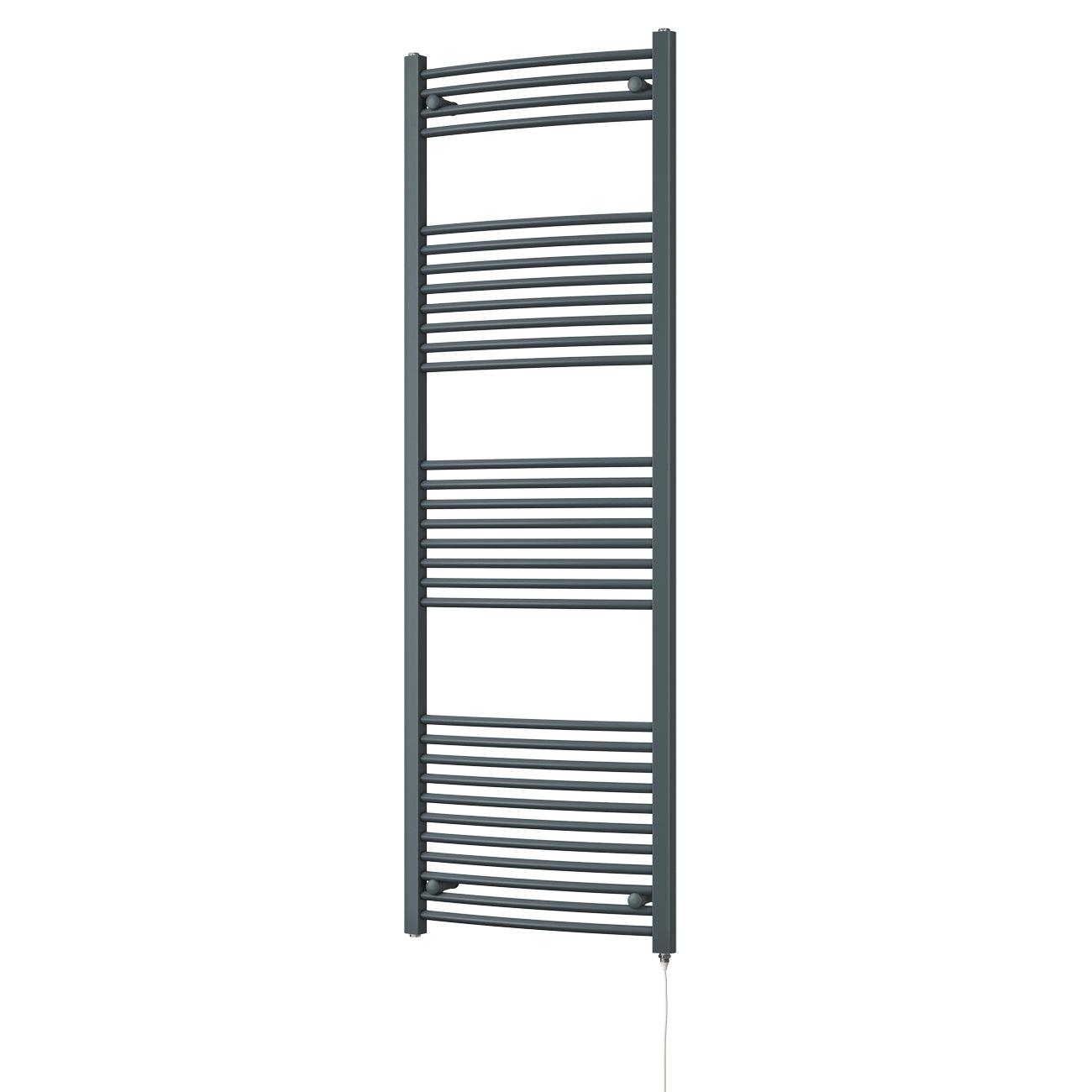 Zennor - Anthracite Electric Towel Rail H1800mm x W600mm Curved 600w Standard