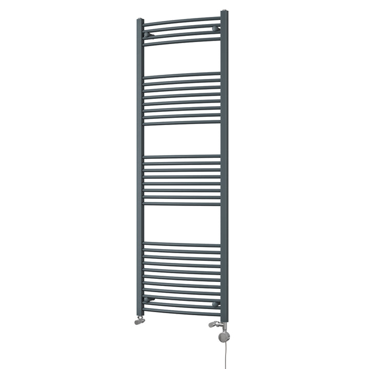 Zennor - Anthracite Dual Fuel Towel Rail H1800mm x W600mm Thermostatic - Curved
