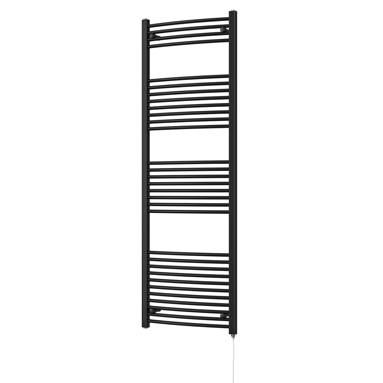 Zennor - Black Electric Towel Rail H1800mm x W600mm Curved 900w Standard