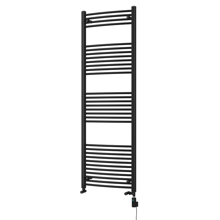 Zennor - Black Dual Fuel Towel Rail H1800mm x W600mm Thermostatic WIFI - Curved