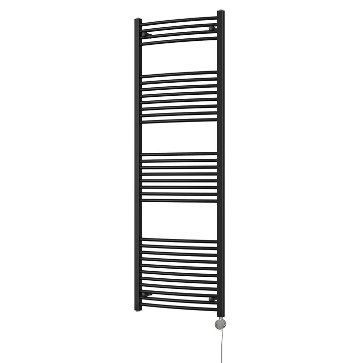 Zennor - Black Electric Towel Rail H1800mm x W600mm Curved 900w Thermostatic