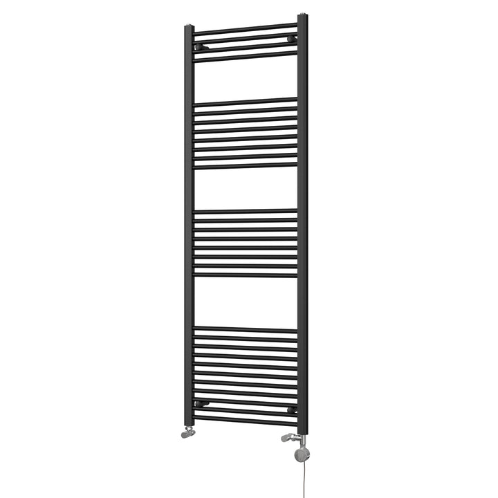 Zennor - Black Dual Fuel Towel Rail H1800mm x W600mm Thermostatic - Straight
