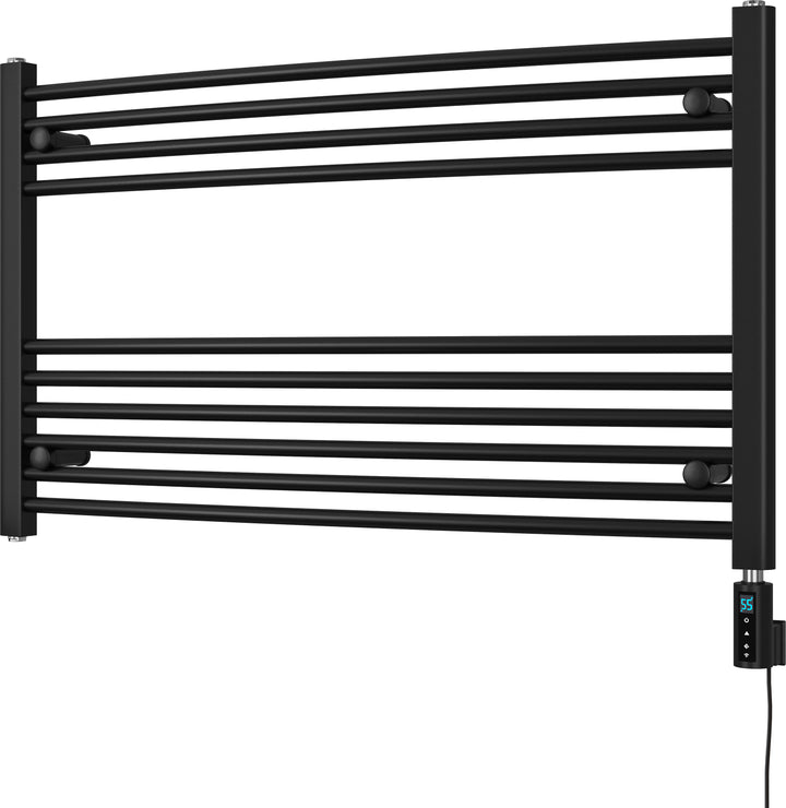 Zennor - Black Electric Towel Rail H600mm x W1000mm Curved 300w Thermostatic WIFI