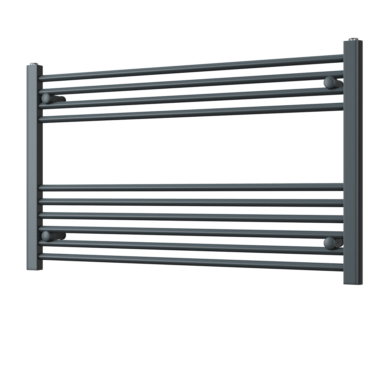 Zennor anthracite heated towel rail, 600mm x 1000mm straight wall-mounted radiator