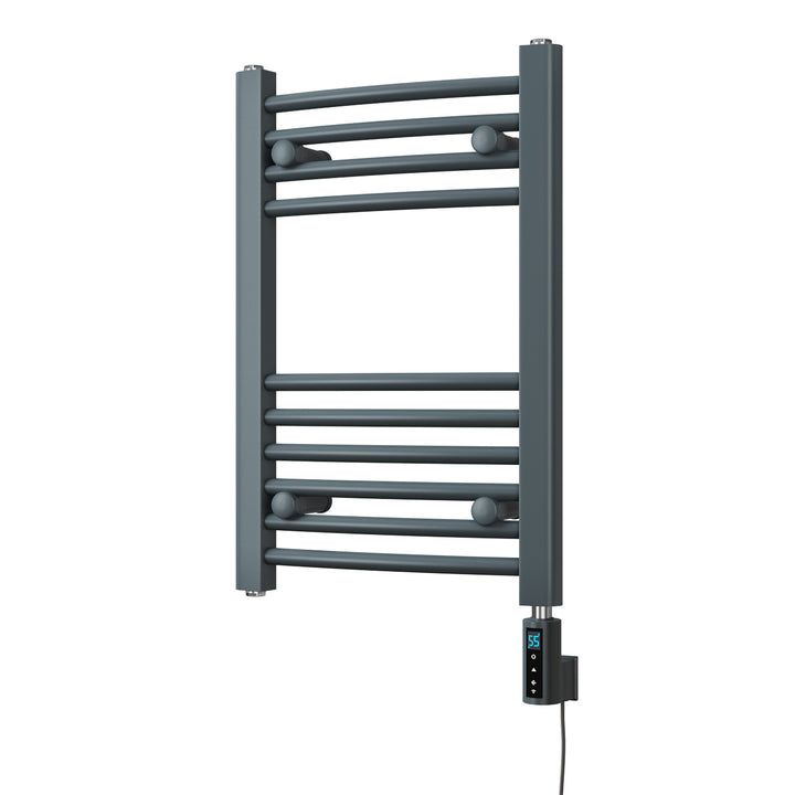 Zennor - Anthracite Electric Towel Rail H600mm x W400mm Curved 200w Thermostatic WIFI