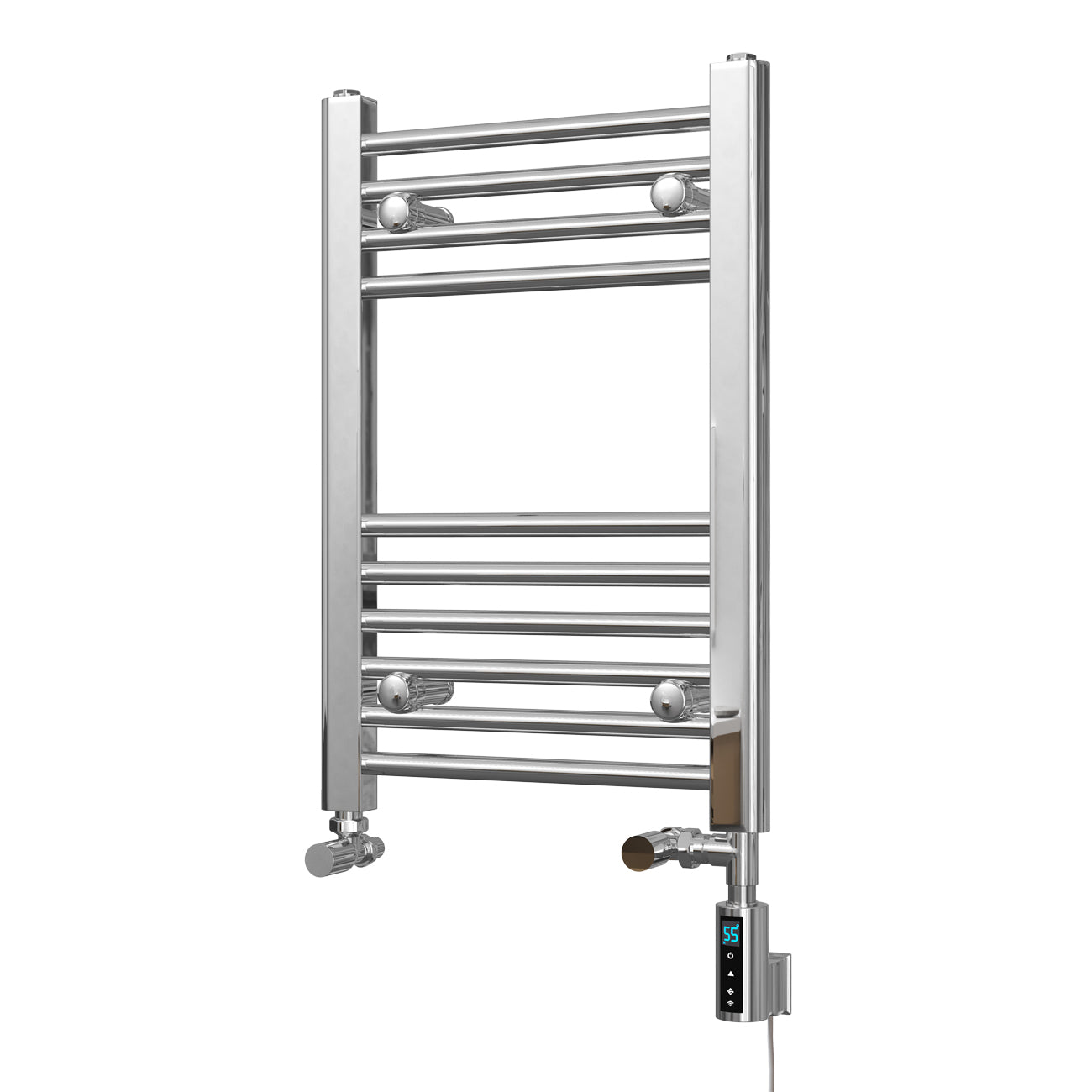 Zennor - Chrome Dual Fuel Towel Rail H600mm x W400mm Thermostatic WIFI - Straight
