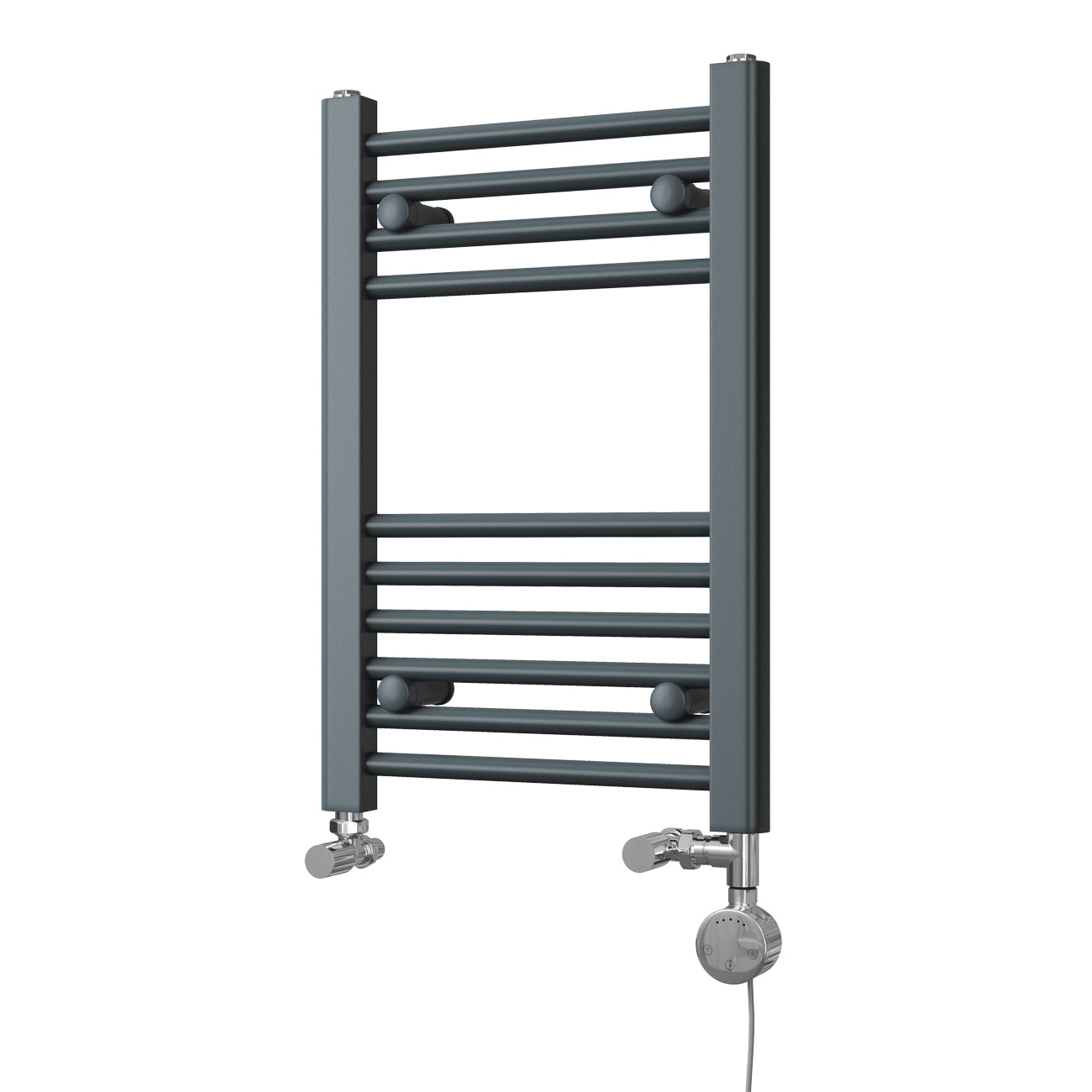 Zennor - Anthracite Dual Fuel Towel Rail H600mm x W400mm Thermostatic - Straight