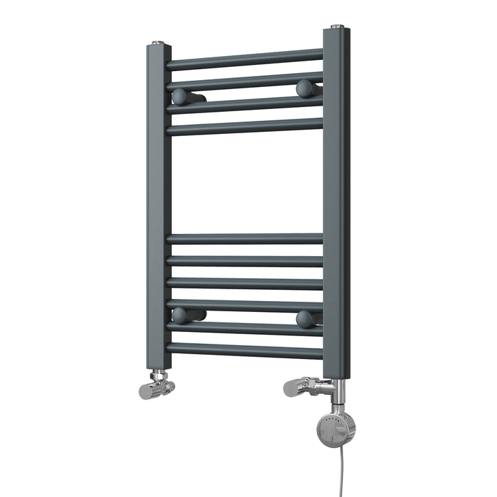 Zennor - Anthracite Dual Fuel Towel Rail H600mm x W400mm Thermostatic - Straight