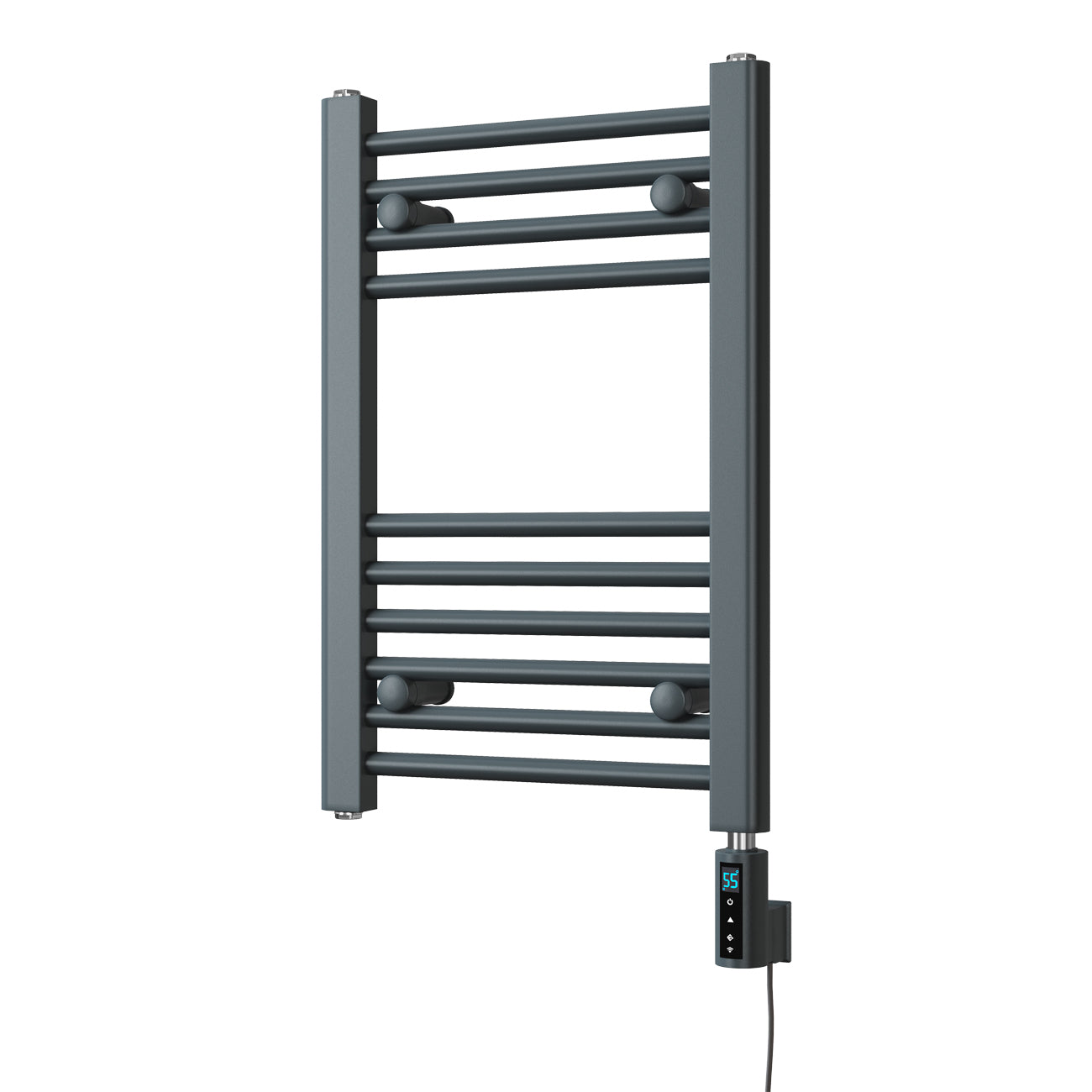 Zennor - Anthracite Electric Towel Rail H600mm x W400mm Straight 300w Thermostatic WIFI