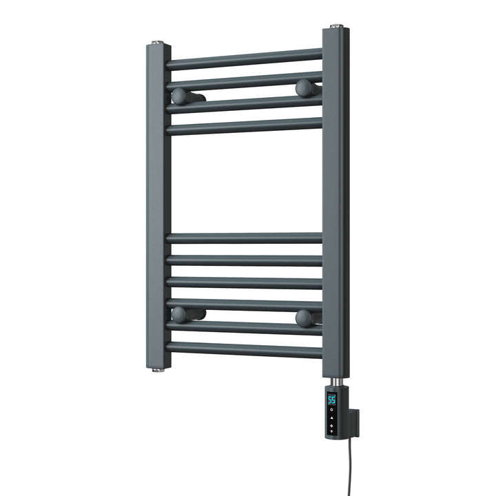 Zennor - Anthracite Electric Towel Rail H600mm x W400mm Straight 200w Thermostatic WIFI