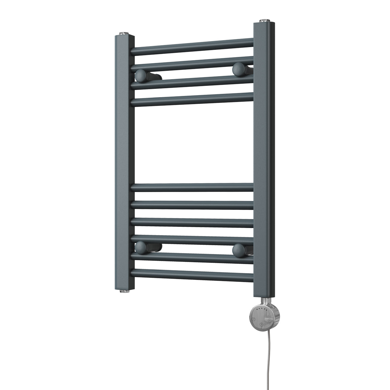 Zennor - Anthracite Electric Towel Rail H600mm x W400mm Straight 300w Thermostatic