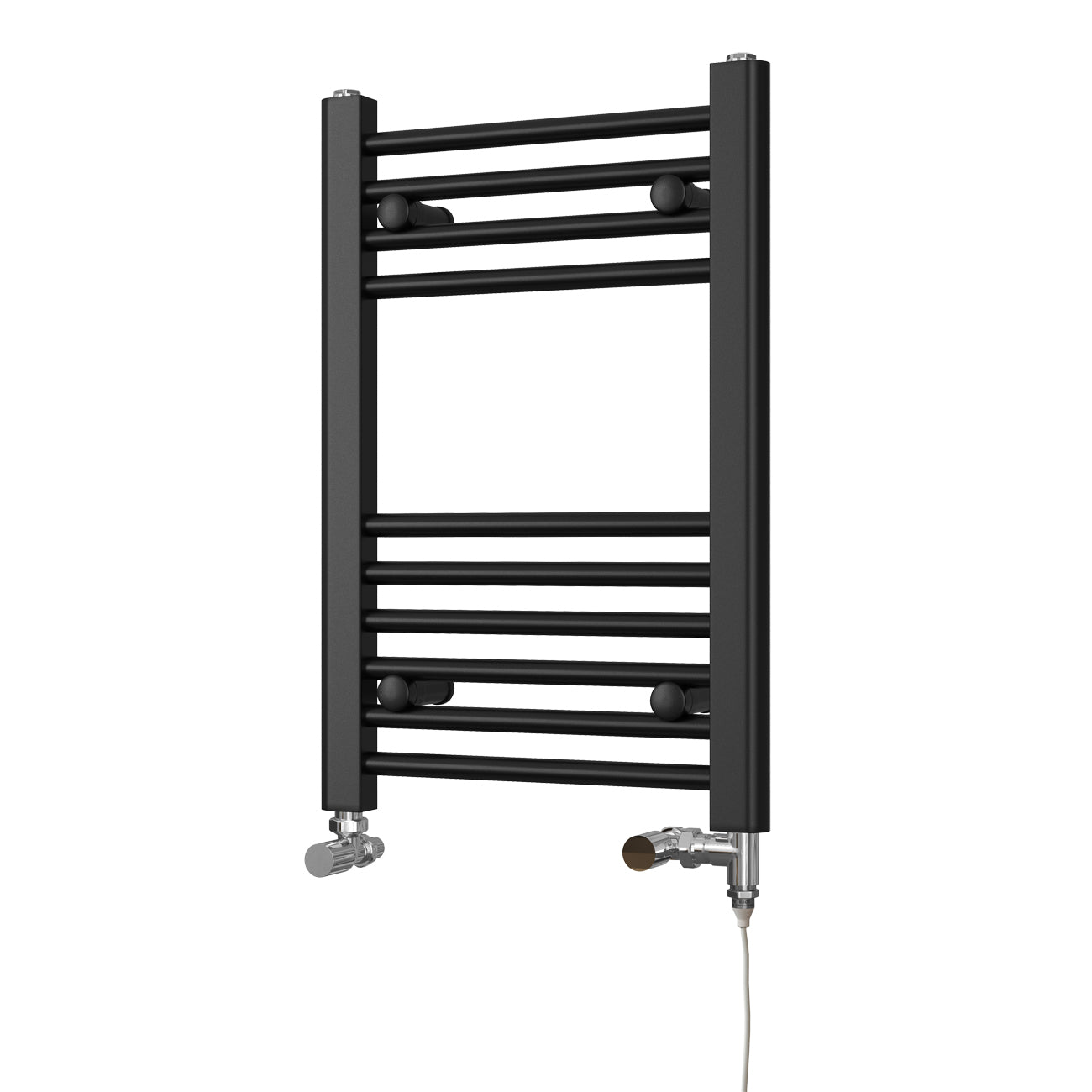 Zennor - Black Dual Fuel Towel Rail H600mm x W400mm Standard - Straight
