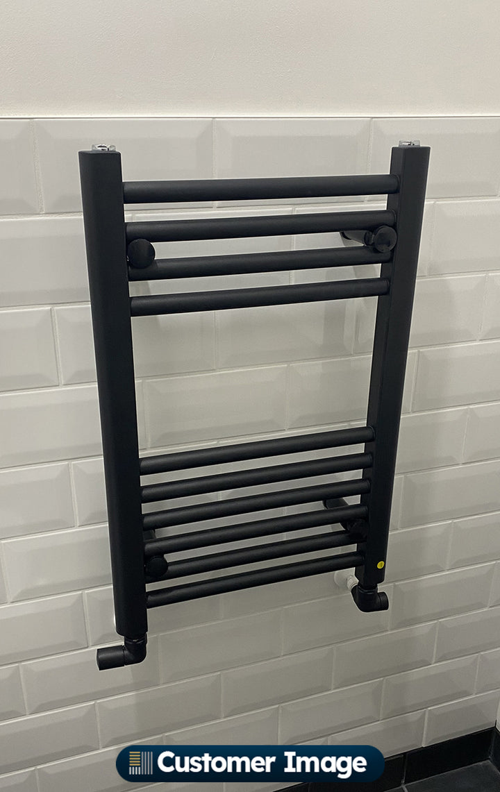 Zennor - Black Heated Towel Rail - H600mm x W400mm - Straight