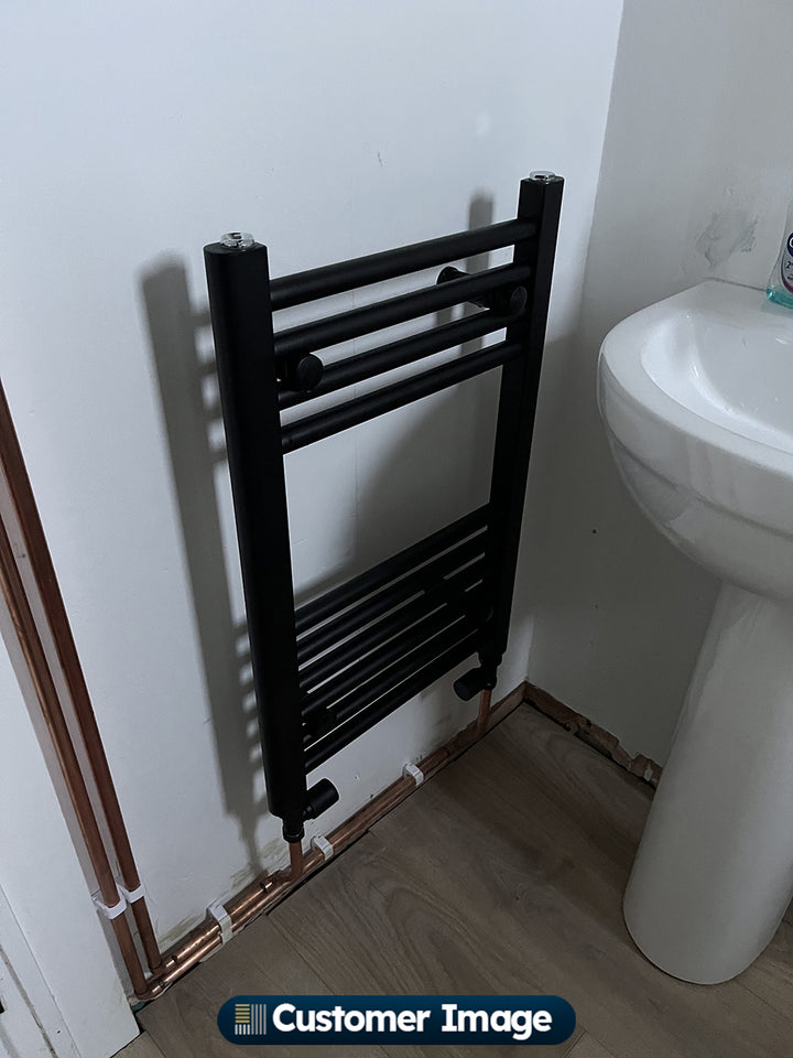 Zennor - Black Heated Towel Rail - H600mm x W400mm - Straight