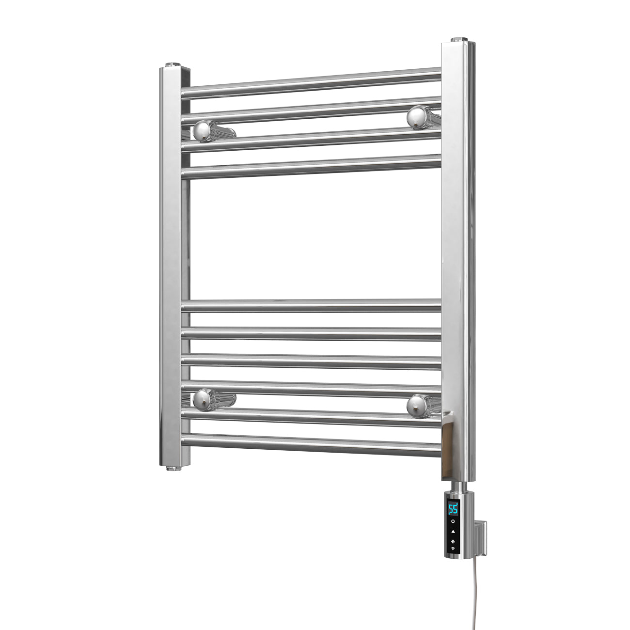 Zennor - Chrome Electric Towel Rail H600mm x W500mm Straight 300w Thermostatic WIFI