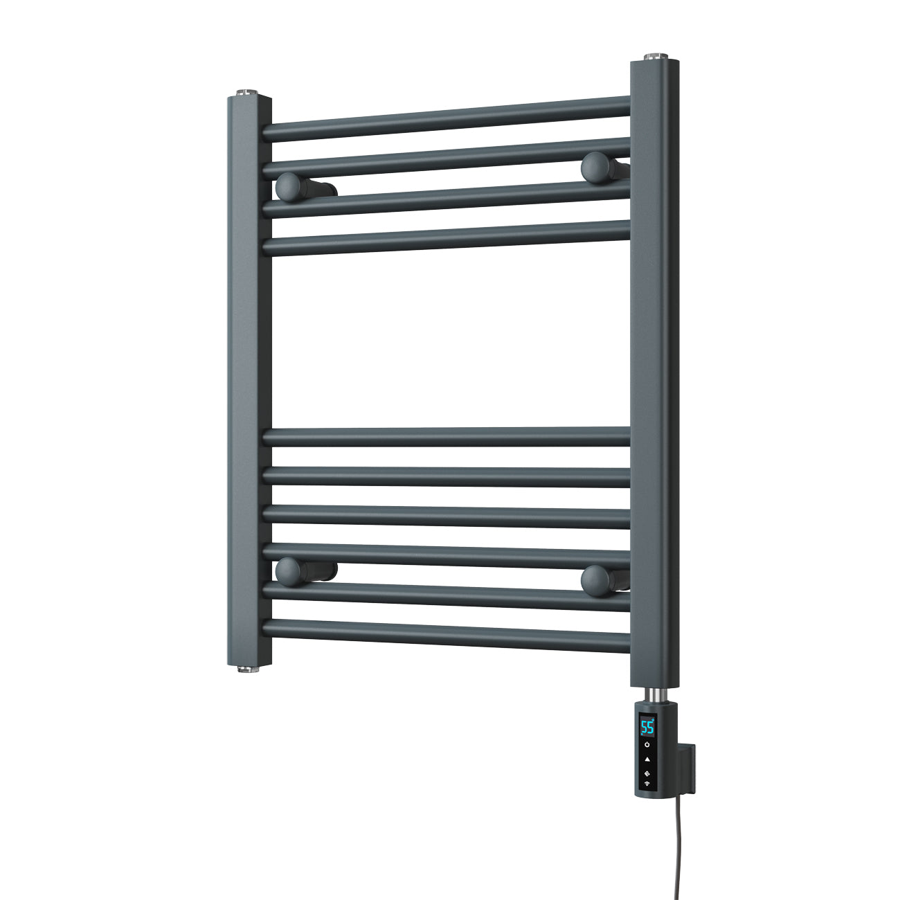 Zennor - Anthracite Electric Towel Rail H600mm x W500mm Straight 300w Thermostatic WIFI