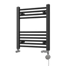 Zennor - Black Dual Fuel Towel Rail H600mm x W500mm Thermostatic - Straight