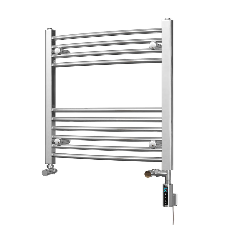 Zennor - Chrome Dual Fuel Towel Rail H600mm x W600mm Thermostatic WIFI - Curved