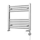 Zennor - Chrome Dual Fuel Towel Rail H600mm x W600mm Thermostatic - Curved
