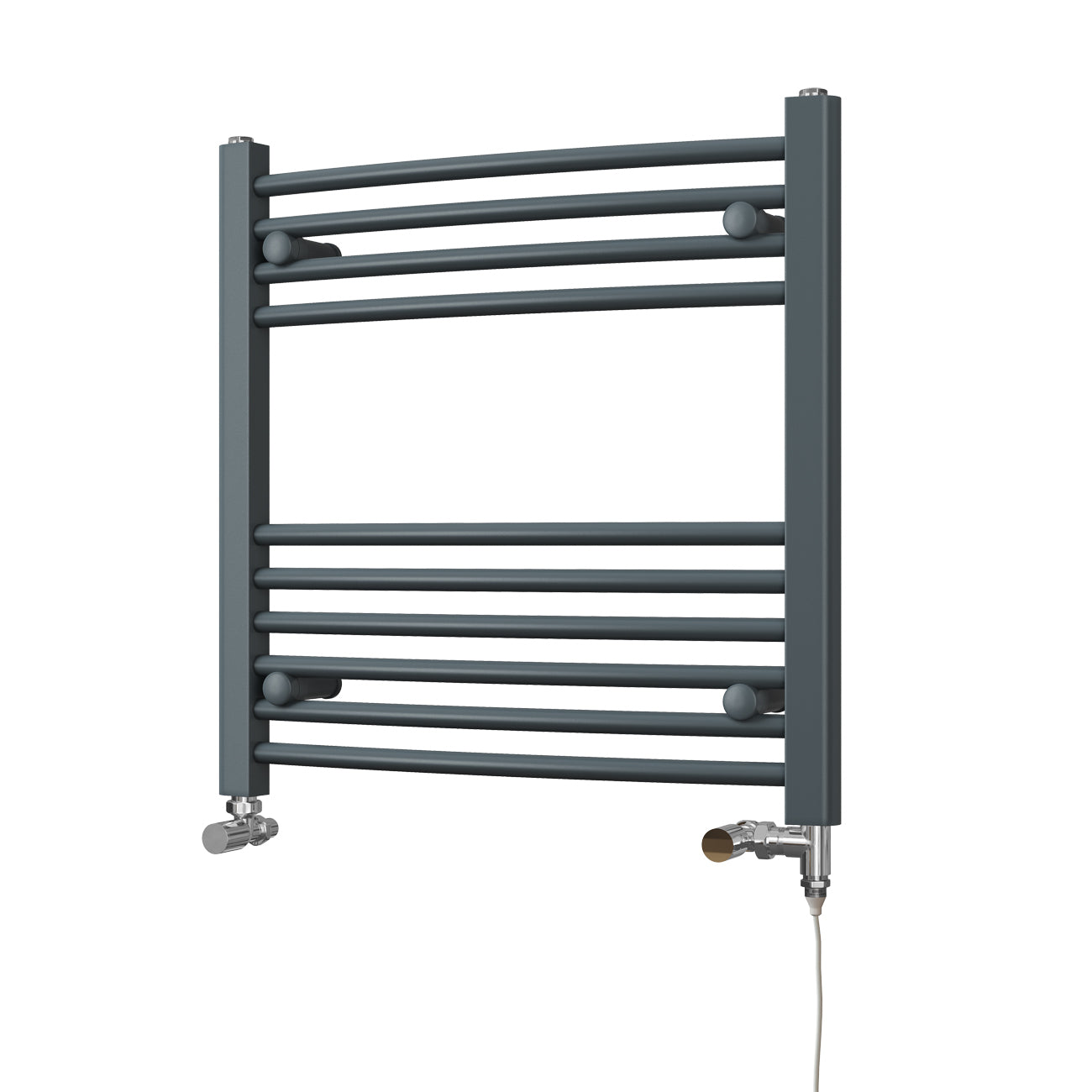Zennor - Anthracite Dual Fuel Towel Rail H600mm x W600mm Standard - Curved