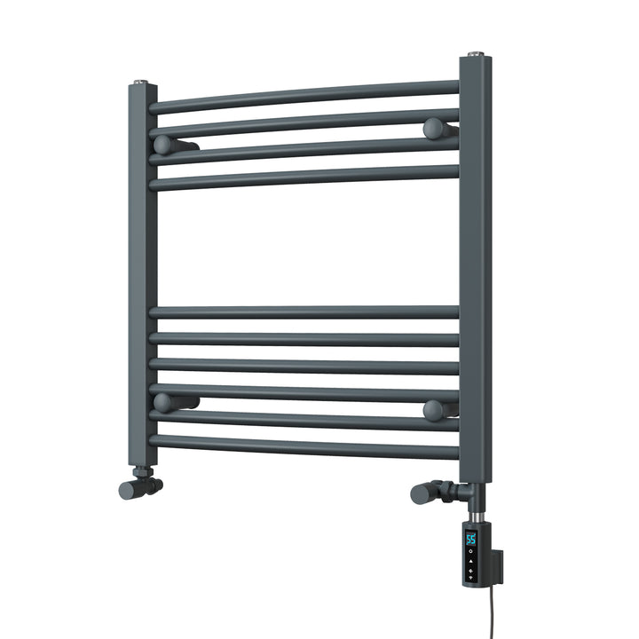 Zennor - Anthracite Dual Fuel Towel Rail H600mm x W600mm Thermostatic WIFI - Curved