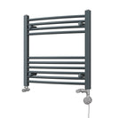 Zennor - Anthracite Dual Fuel Towel Rail H600mm x W600mm Thermostatic - Curved