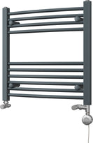Zennor - Anthracite Dual Fuel Towel Rail H600mm x W600mm Thermostatic - Curved