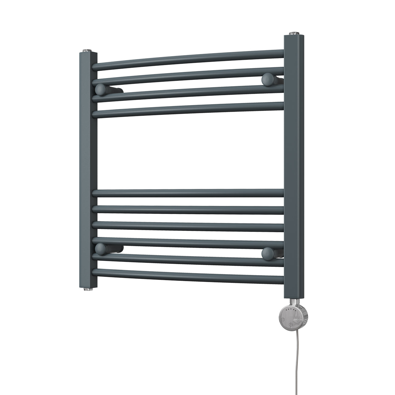 Zennor - Anthracite Electric Towel Rail H600mm x W600mm Curved 300w Thermostatic