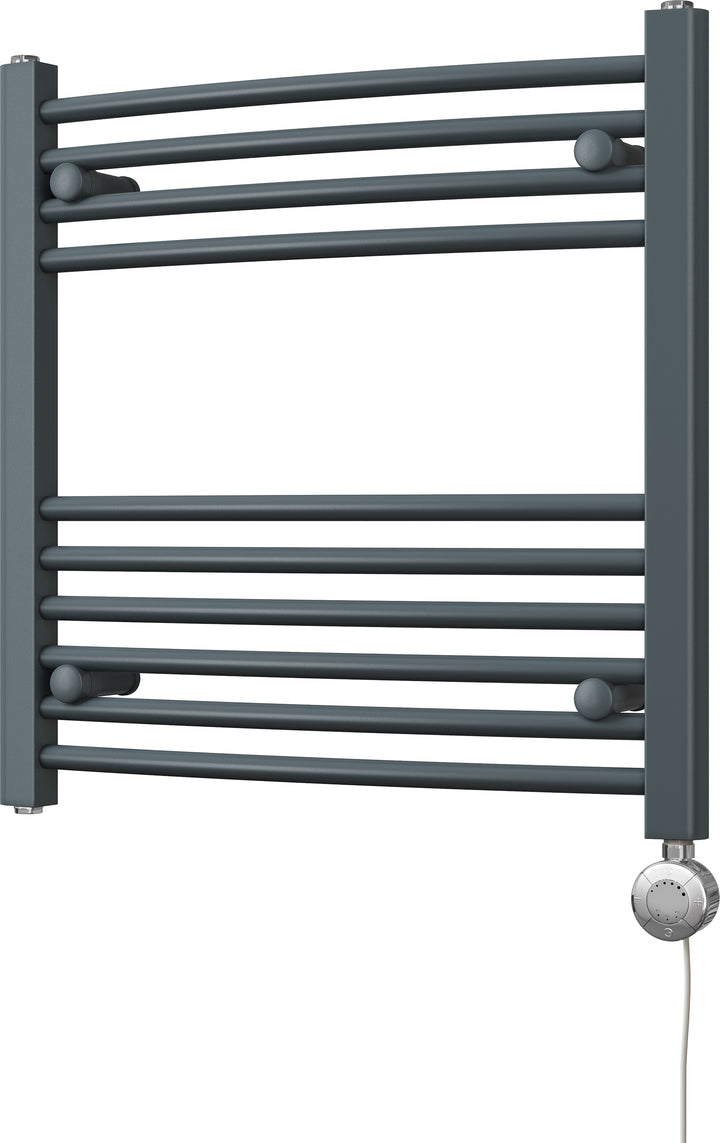 Zennor - Anthracite Electric Towel Rail H600mm x W600mm Curved 300w Thermostatic