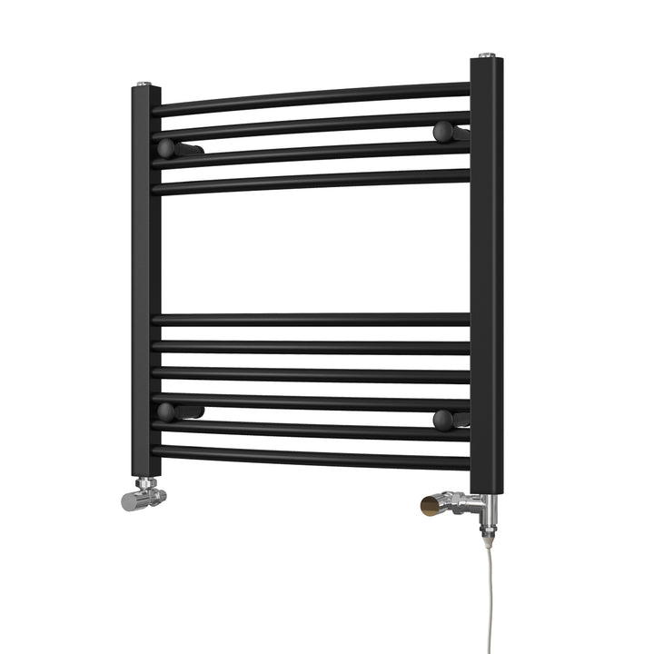 Zennor - Black Dual Fuel Towel Rail H600mm x W600mm Standard - Curved
