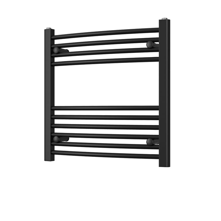 Zennor - Black Heated Towel Rail - H600mm x W600mm - Curved