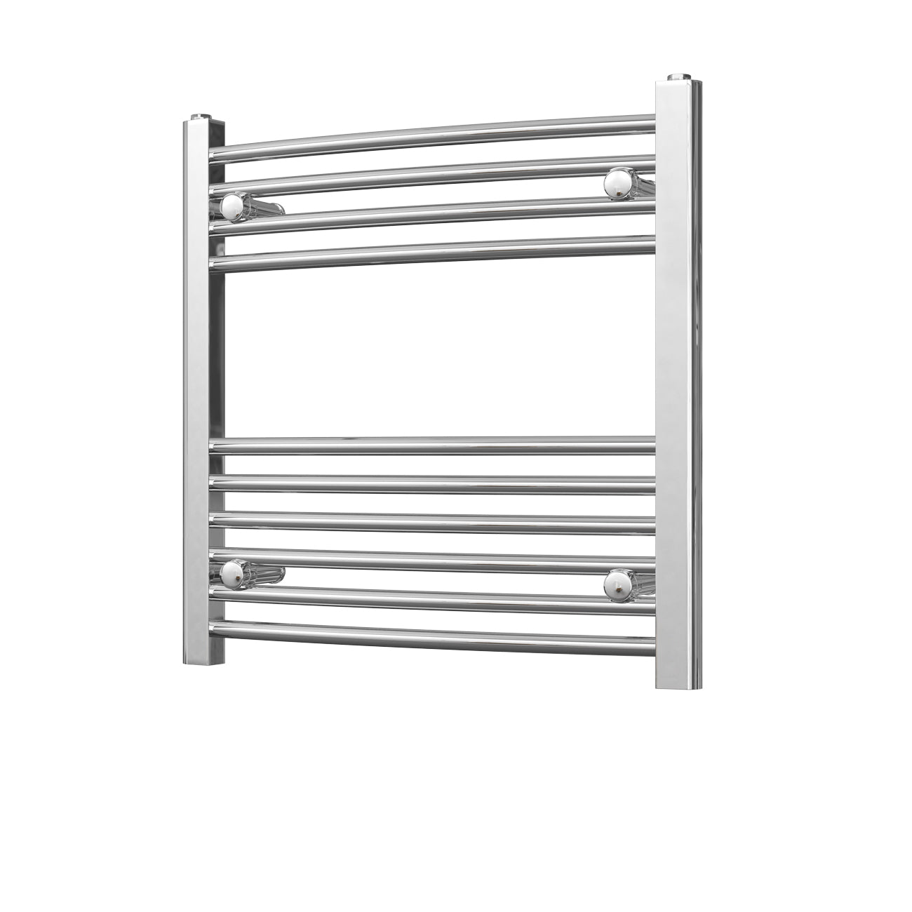 Zennor - Chrome Heated Towel Rail - H600mm x W600mm - Curved
