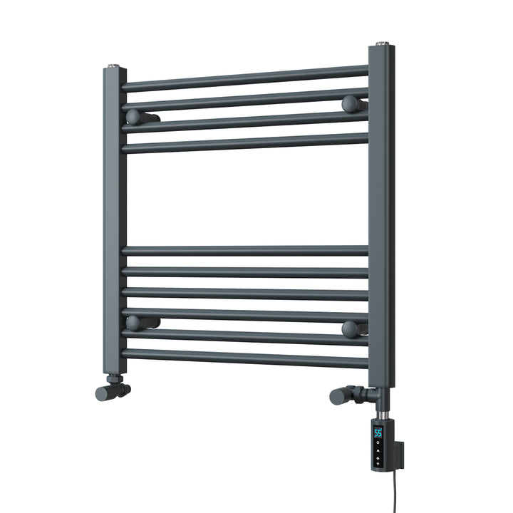 Zennor - Anthracite Dual Fuel Towel Rail H600mm x W600mm Thermostatic WIFI - Straight