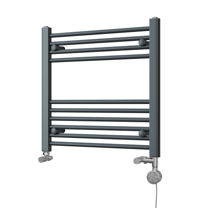 Zennor - Anthracite Dual Fuel Towel Rail H600mm x W600mm Thermostatic - Straight