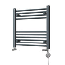 Zennor - Anthracite Dual Fuel Towel Rail H600mm x W600mm Thermostatic - Straight