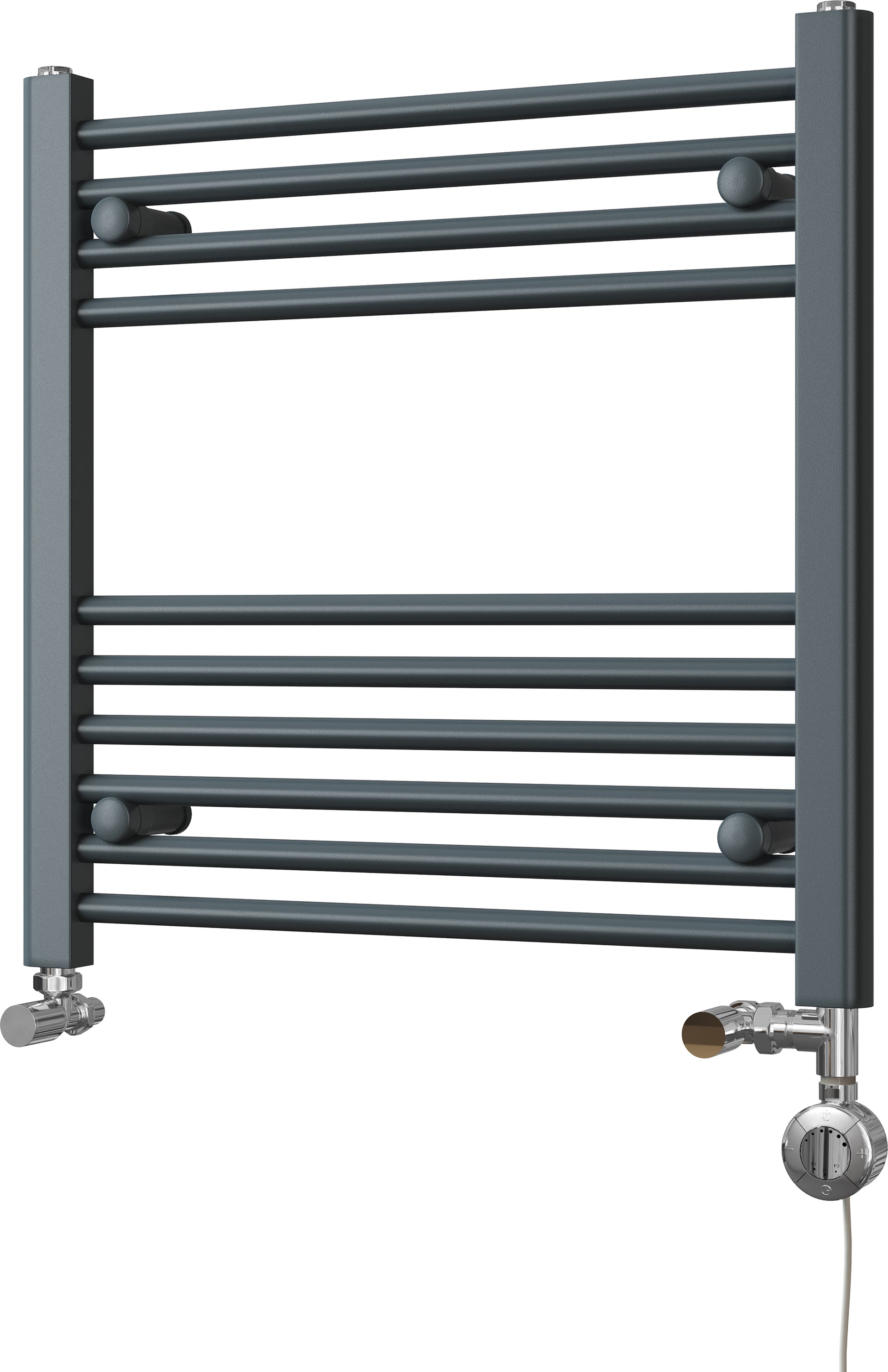 Zennor - Anthracite Dual Fuel Towel Rail H600mm x W600mm Thermostatic - Straight