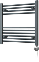 Zennor - Anthracite Electric Towel Rail H600mm x W600mm Straight 300w Thermostatic